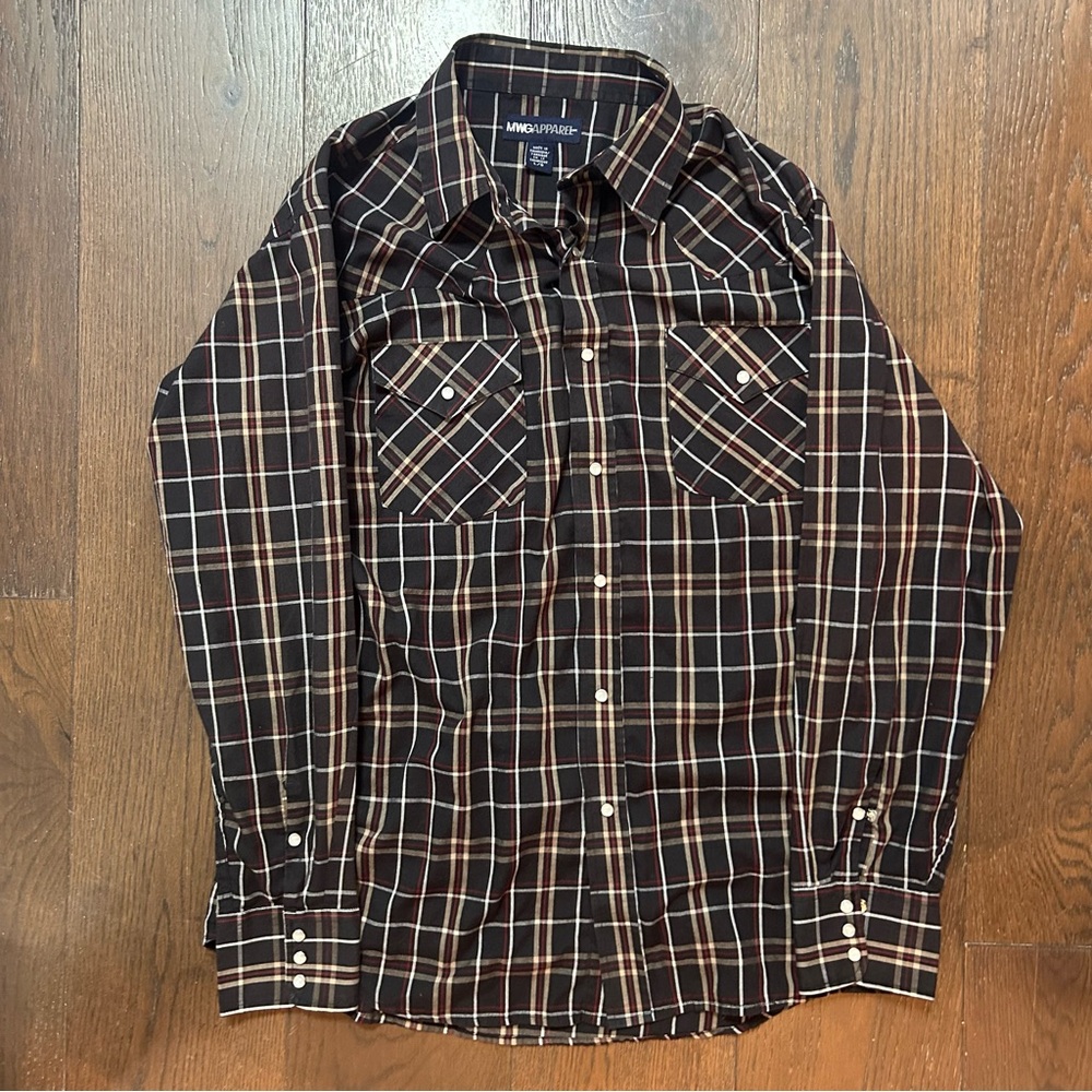 MWG Western Pearl Snap Shirt Size Large